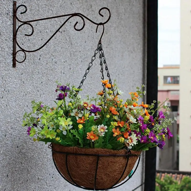 European Style Balcony Plant Flower Pot Wrought Iron Hooks Holder Wall-Mounted Hanging Basket Bracket Home Garden Decoration | Дом и сад