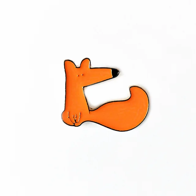 Animal Enamel Pins Cartoon Fox Badge Brooches Lapel pin Jeans shirt Bag Cute Brooch For Women Jewelry Gift Wholesale Fox-D7