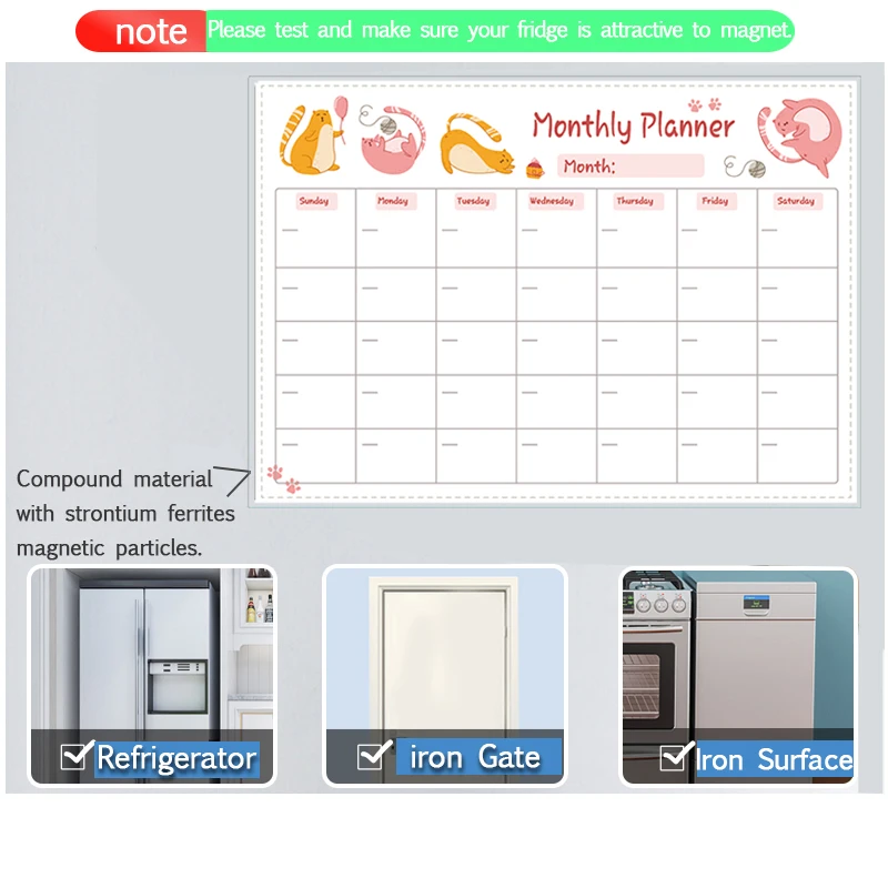 Calendrier Magnétique Effaçable à Sec En Acrylique Transparent Pour R Frig Rateur M 539490