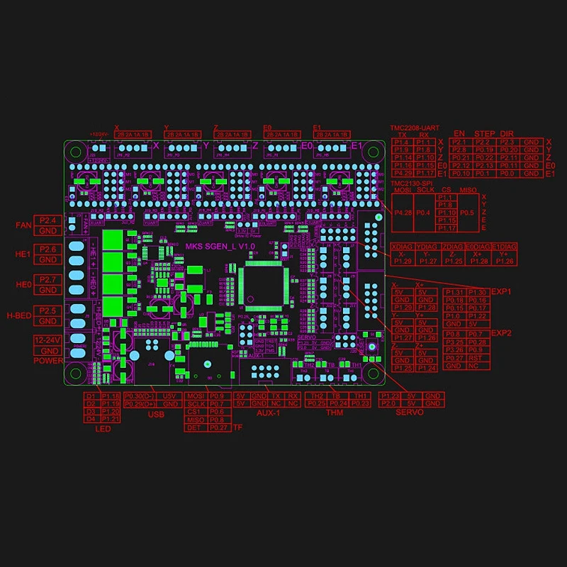 3d принтер материнская плата MKS SGEN L+ TMC2208x5 шаговый двигатель драйвер комплект Marlin2.0