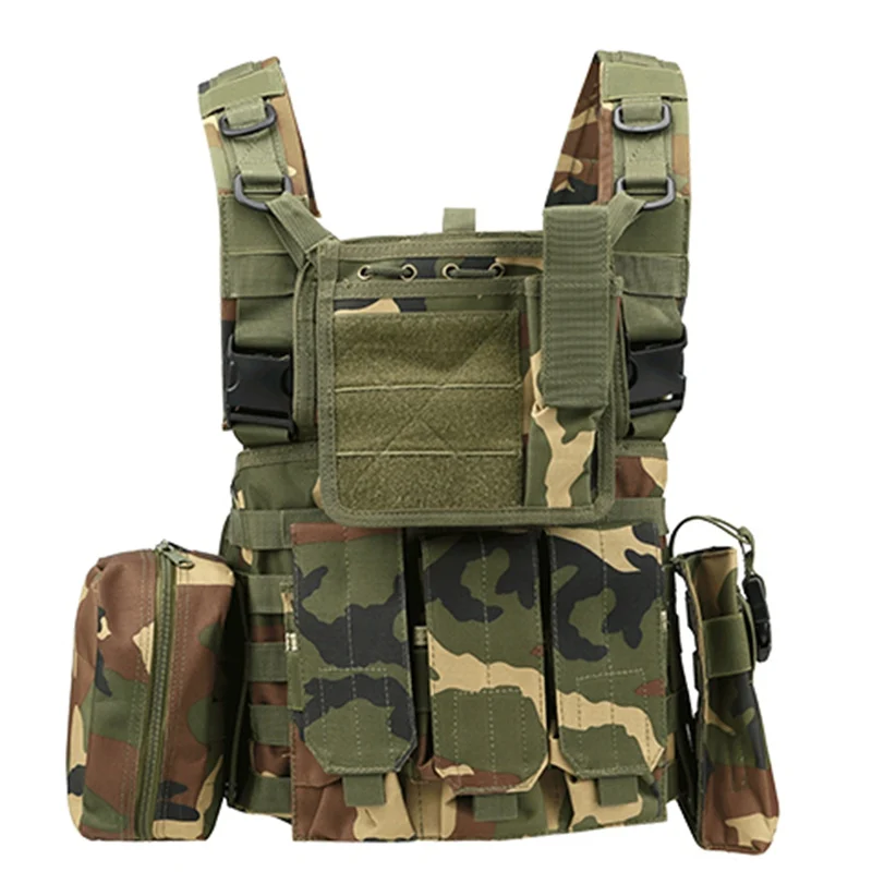 woodland camo Открытый военный тактический жилет нейлон Molle камуфляж охотничий жилет прочный стрельба страйкбол Пейнтбольные жилеты - Цвет: woodland camo