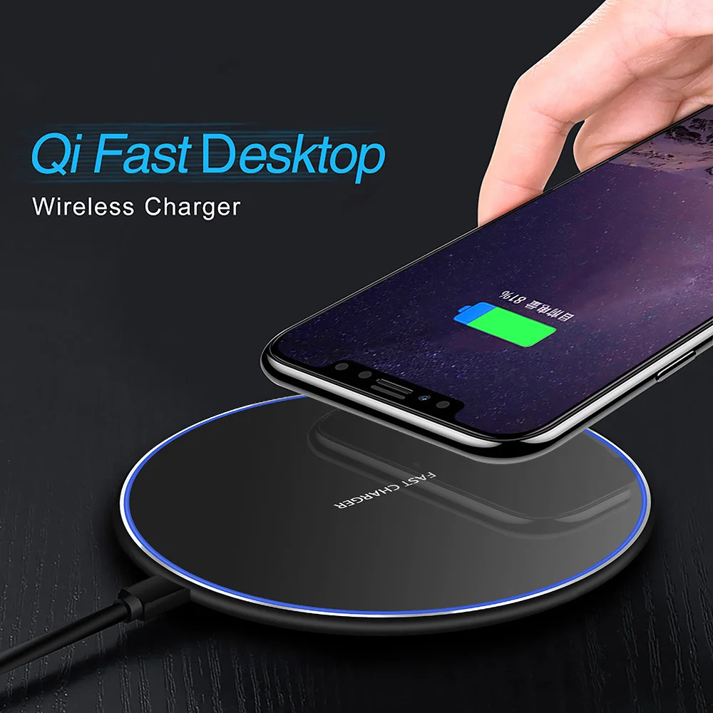 Беспроводное зарядное устройство Qi 10 Вт быстрая зарядка USB для Samsung S10 S9/S9 + S8 iPhone 11
