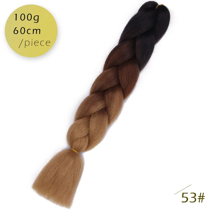 24 дюйма огромные косички длинные Омбре огромные синтетические косички волосы крючком блонд розовый синий серый волосы для наращивания африканские - Цвет: B53
