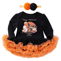 Хэллоуин 2019, комбинезон из фатина с буквенным принтом для маленьких девочек, платье + набор повязок, костюмы