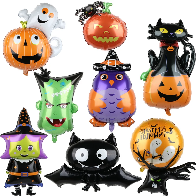 Ghost Spider Bat Pumpkin Foil/Latex Balloons Banner Halloween Party Supplies New 