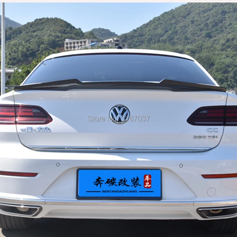 Для Volkswagen CC спойлер- карбоновый пластик Неокрашенный цвет задний спойлер на крышу крыло багажника губы крышка багажника Автомобиль Стайлинг