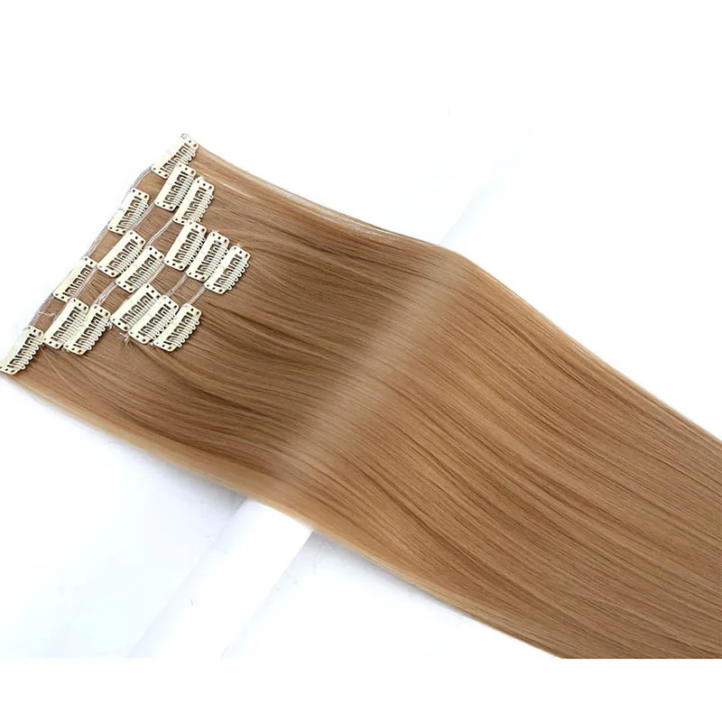 Xuanguang sintético onda profunda cabelo resistente ao calor luz marrom cinza loiro feminino extensao do cabelo conjunto grampo