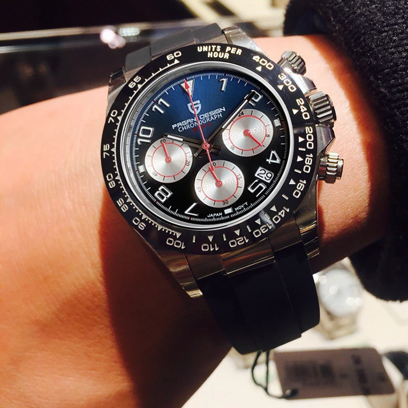 2021 New PAGANI DESIGN Mens Watches Men Top Brand Automatic Date Wristwatch Silica gel Waterproof 100M Chronograph Clock Gift