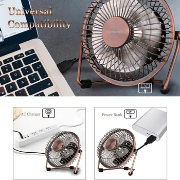 

Desk Fan USB Quiet 4inch Desk Fan Retro Design Equipped with speed regulator 0ML (variable speed) for Work Home School Travel
