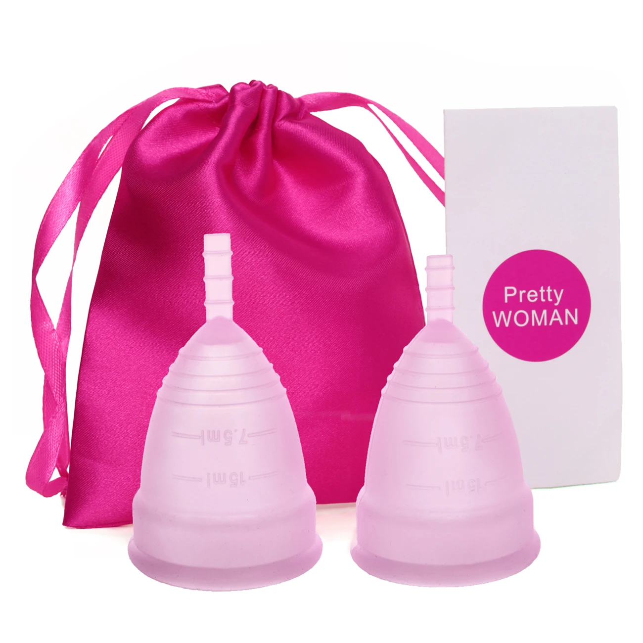 2Pcs-1Clothbag-Pink Медицинская силиконовая менструальная чашка, женская гигиеническая копа, менструальная Женская чашка, менструальная чашка - Цвет: 2Pcs-1Clothbag-Pink