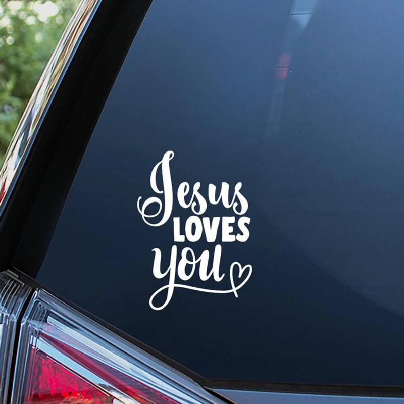 Vinyl Decal Black/White Jesus Loves You Sticker Text Window Sticker Waterproof Car Decor KK 20cm X 15cm Creativity car stickers,decorative stickers