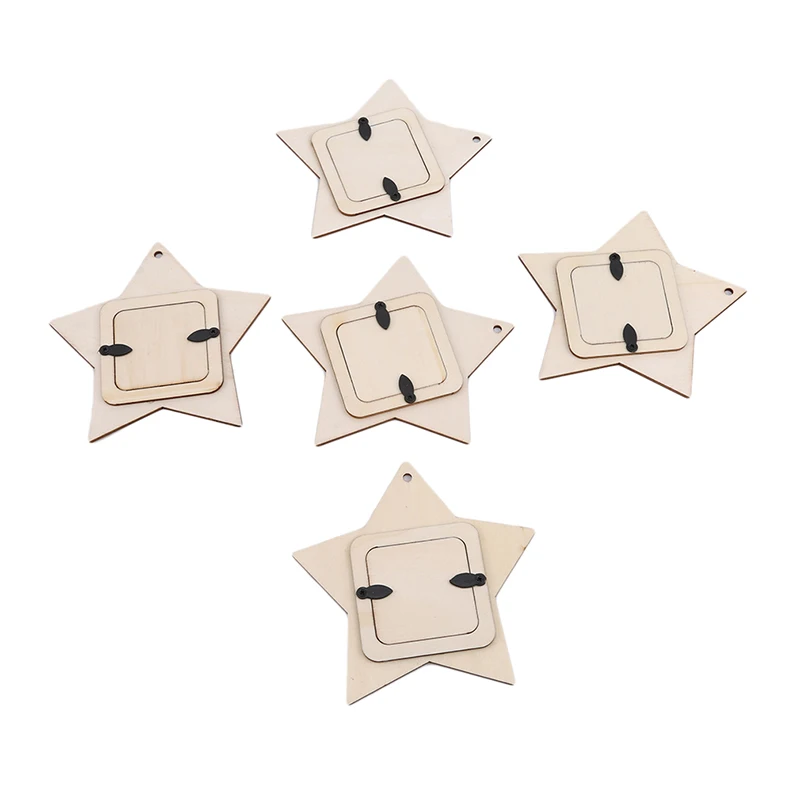 10pcs/set Laser Cut Wood Five-pointed Star Embellishment Wooden Shape Craft Wedding Decor