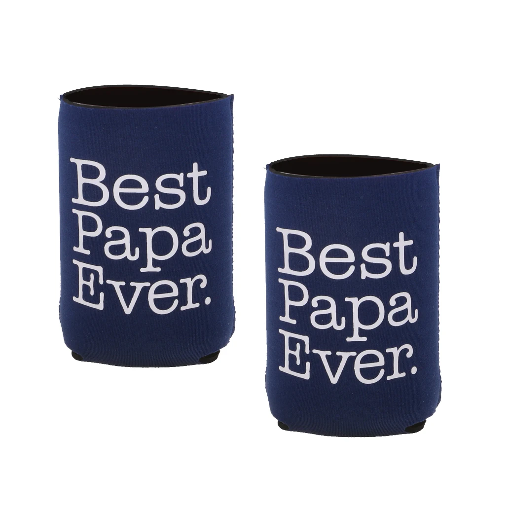 2 Pieces Funny Beer Coolies - '➾st Papa Ever'' Grandpa Gift Can Bottle Drink Coolers Navy Blue | Дом и сад