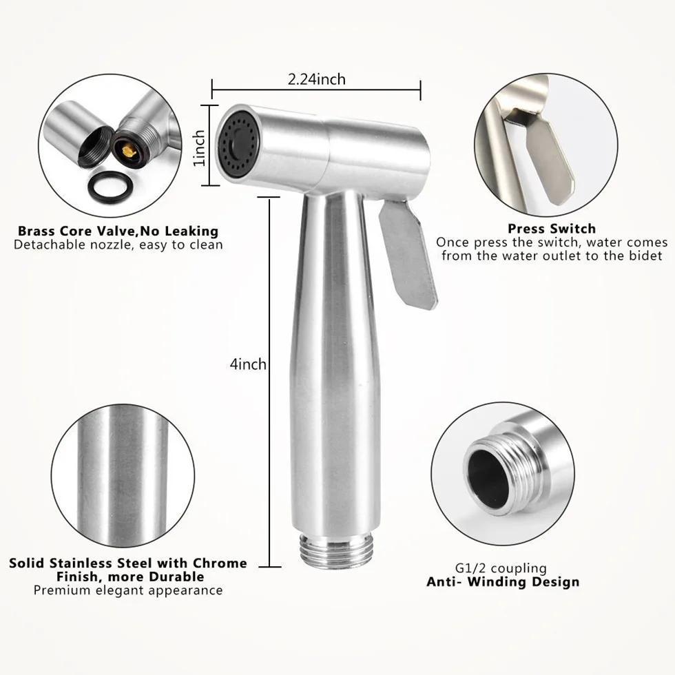 Ручной распылитель для биде, набор Shattaf, инструмент, портативный Abs, персональная гигиена, набор для ванной комнаты, аксессуар, насадка для туалета с держателем для шланга