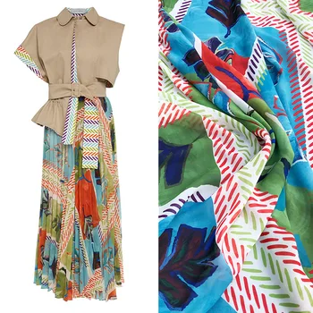 

2021 chiffon 75D spring and summer new dress advanced custom women's clothing printed diy fabric