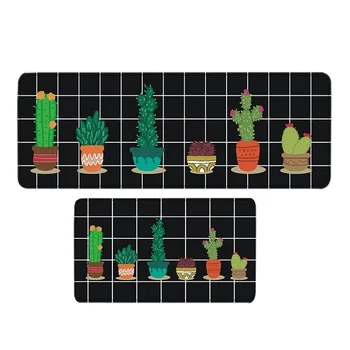 

Plant Animal Anime Kitchen Floor Mat 2Pc/Set Polyester Value Cartoon Rug Carpet Suction Absorbent Non-Slip Living Room Door Pad