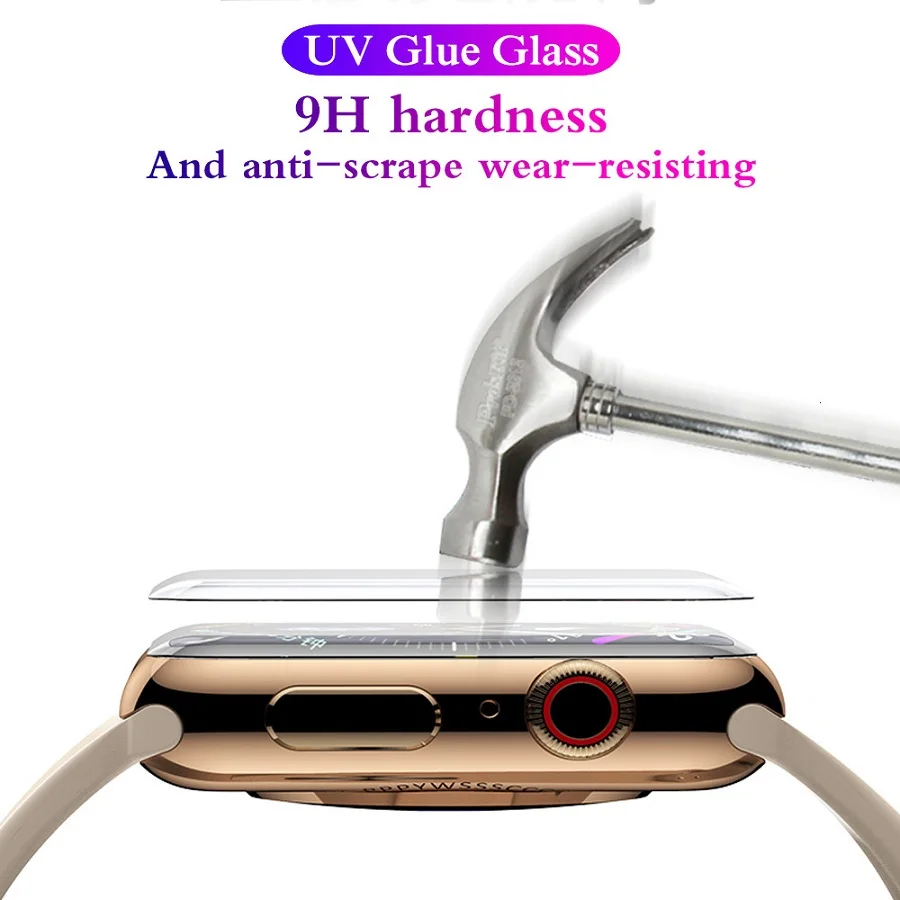 US $127.68 100PcsLot Nano Liquid UV Tempered Glass For Apple Watch 38mm 42mm 40mm 44mm Screen Protector IWatch 5 4 3 2 1 Full Cover Glass