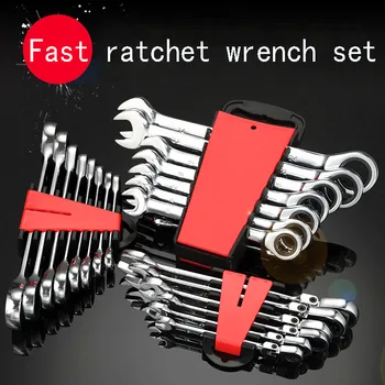 

Chrome vanadium alloy steel dual-use fast ratchet wrench dual-use movable head quick wrench auto repair tools