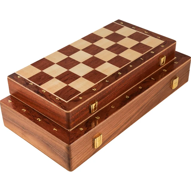 Jeu d'échecs pliant en bois de qualité supérieure, grand travail manuel classique traditionnel, pièces en bois massif, échiquier en noyer, cadeau pour enfants, jeu de société 5