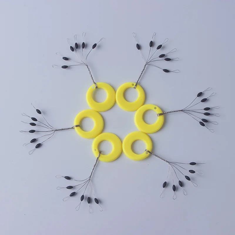 60pcs 10set Float Yellow Rubber Stopper Fishing Floats 5 Size Bobber Oval Bean Space Fishing Line Tackle Equipment Smart Floats