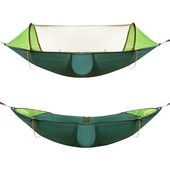 

114.2x55.12inch Folding Outdoor Camping Hammock With Tree Strap Carabiner Portable Garden Home Hanging Hammock With Mosquito Net
