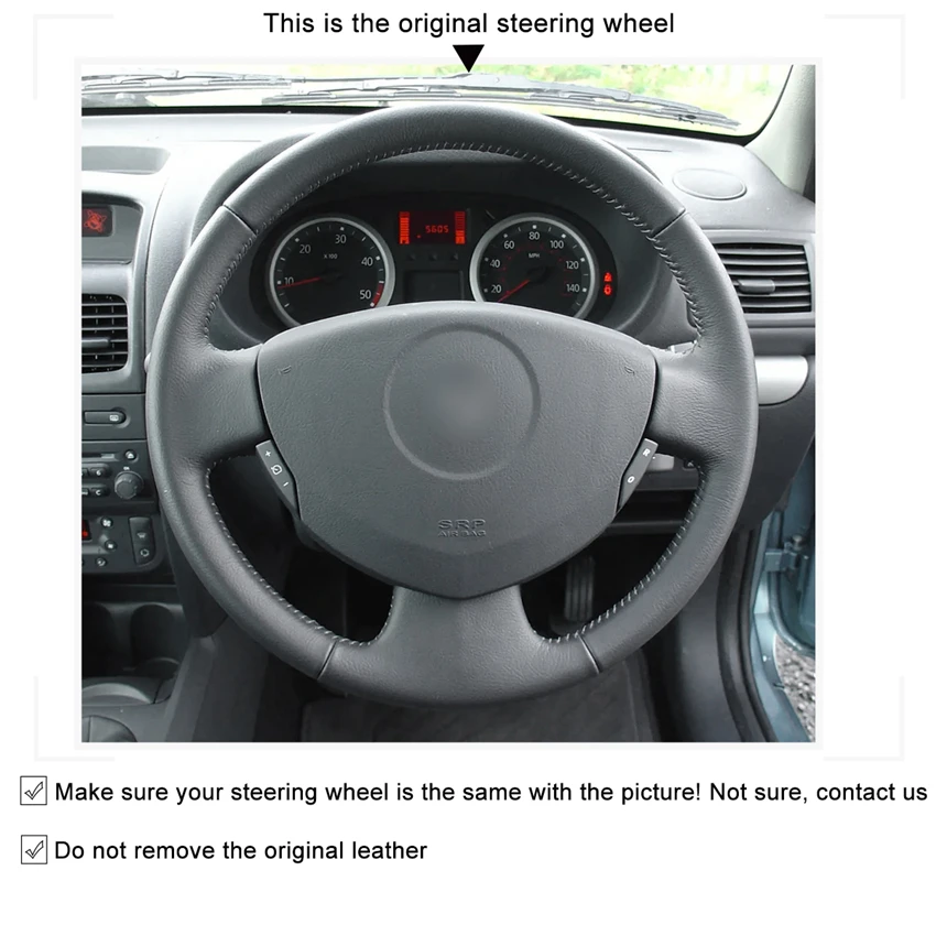 MEWANT черный кожаный чехол на руль для Renault Clio 2 2001-2005 Dacia logan 2008 2009 2010 2011 2012 Запчасти