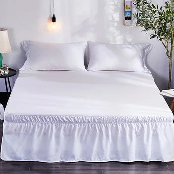 

Wrap Around Hotel Queen Size Bed Skirt White Bed Shirt without Surface Elastic Band Single Queen King Easy On/Easy Off Bed Skirt