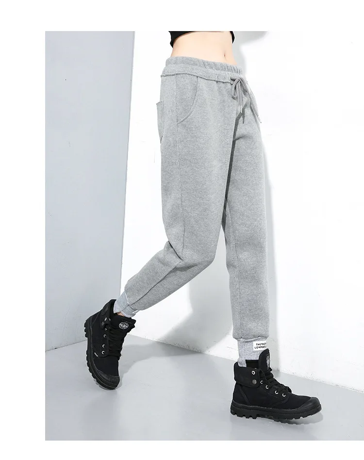 QING MO Black Grey Women Winter Pants Women High Waist Thick Warm Trouser Female Ankle Length Haren Pants ZQY2308