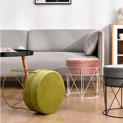 Taburete de tela Chaise con cojín para decoración del hogar, muebles otomanos para sala de estar y baño, Tabouret
