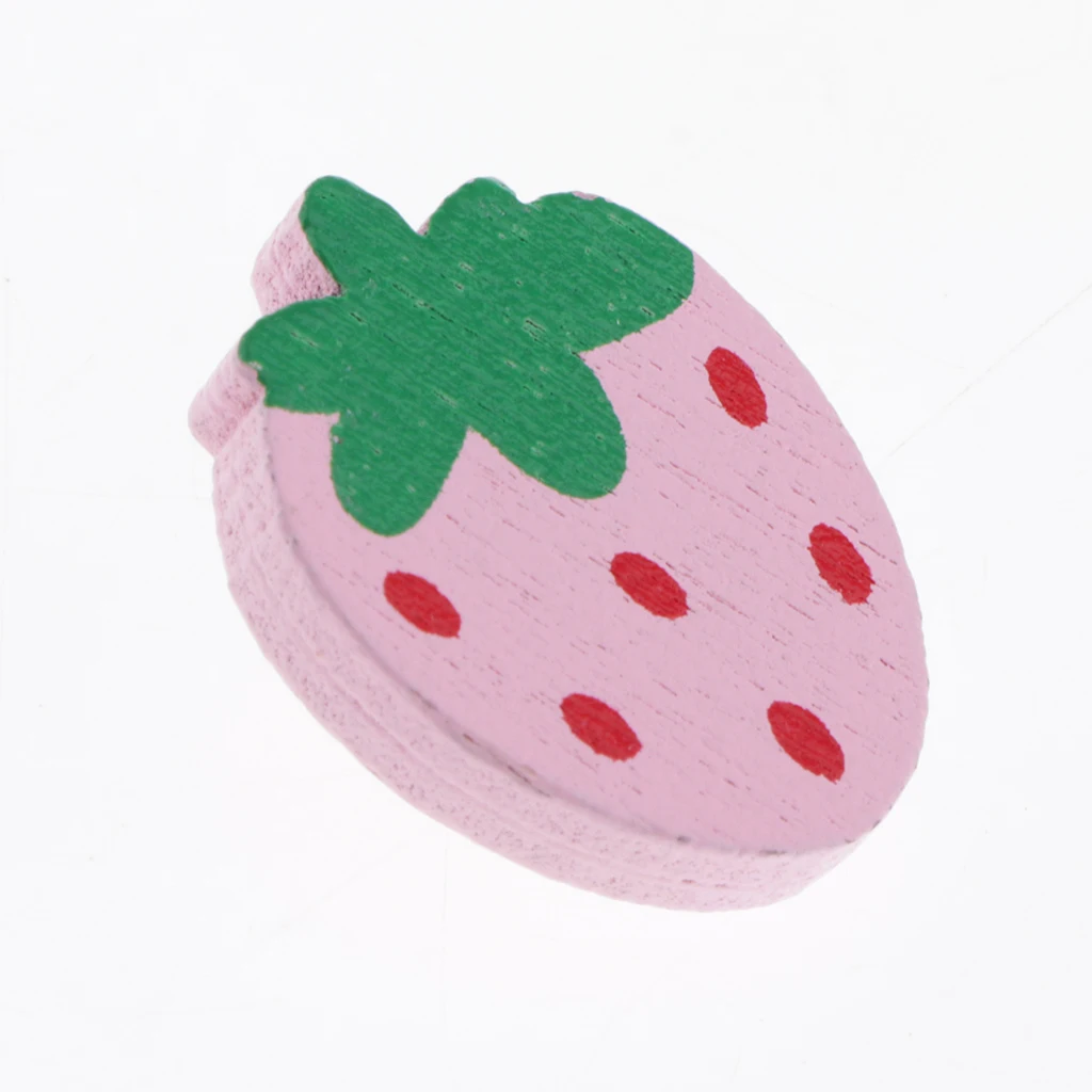 30pcs Creative Wooden Buttons, Set Basic Button for DIY Sewing, Craft Ornament, Handicrafts, Pink Strawberry
