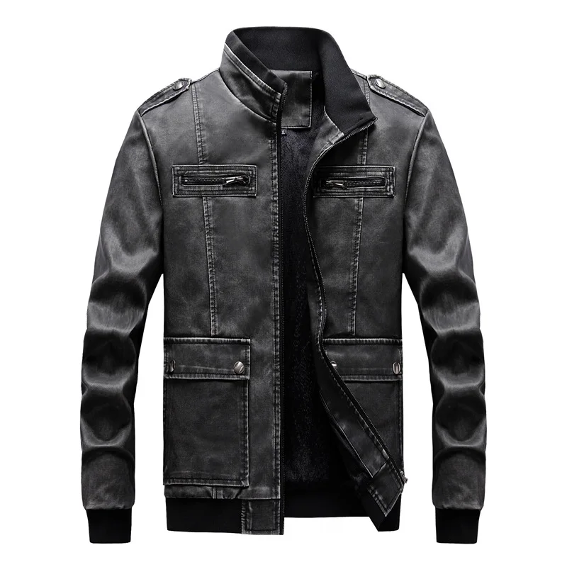 Mens Jackets 2020 New Arrivals Men's Autumn Winter Warm Motorcycle Jacket Coat Men Casual Stand Fleece Jacket Outerwear Male 6XL