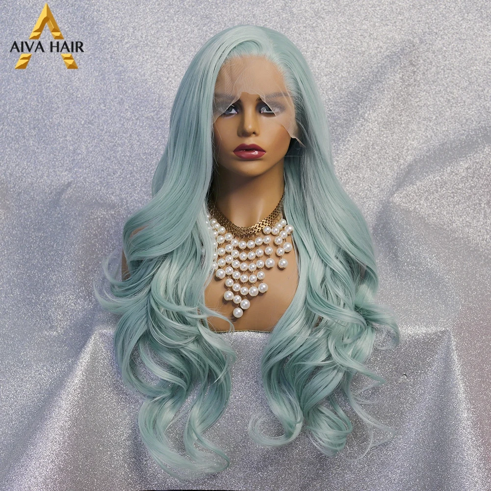 

Aiva Silver Synthetic 13x4 Lace Front Wig Heat Resistant Ombre Ginger Green Synthetic Lace Wig Hot Pink Cosplay Wigs For Women