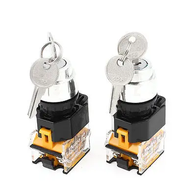 

2 Pcs LA86D 2-Position 2NO Key Start Locking Momentary Power Switch AC 380V 10A