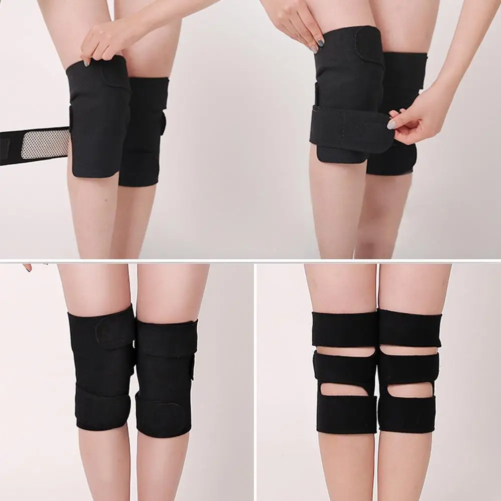 1Pair Adjustable Tourmaline Self-heating Magnetic Therapy Knee Protective Belt Arthritis Knee Massager Knee Brace Support Pads