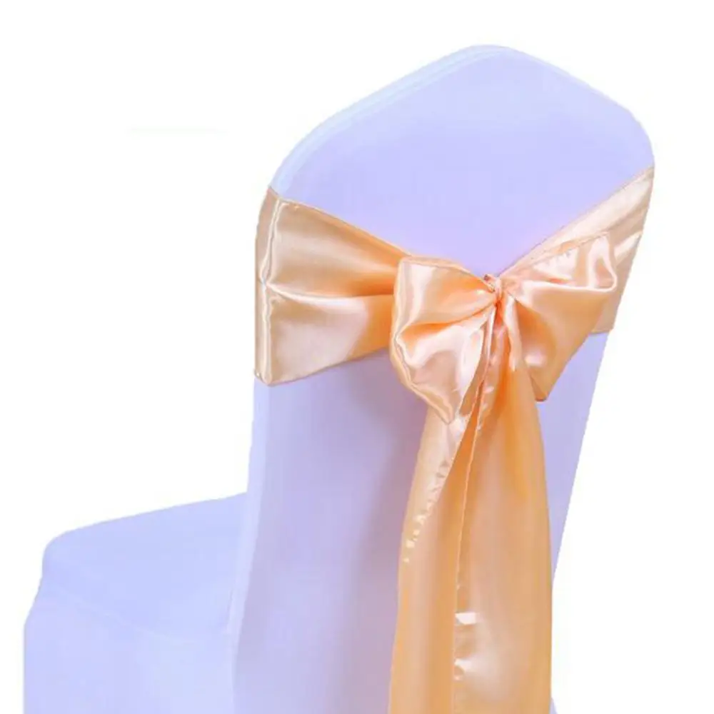 25PCS 15 Colors Wedding Chair Cover Sash Satin Fabric bow-knot Ribbon Tie Bands for for Wedding Party Banquet Event Decorations