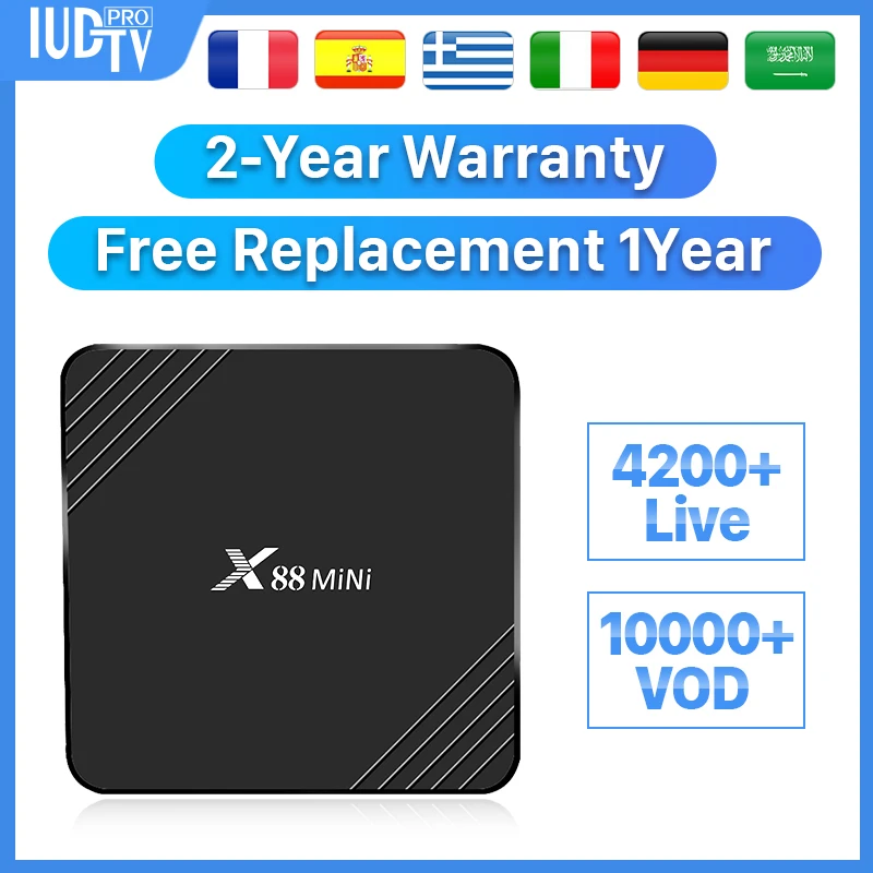 

IPTV Italy France German Sweden IUDTV Pro IPTV Subscription X88 Mini Android 9.0 Box IPTV Sweden Arabic Greek India IP TV French