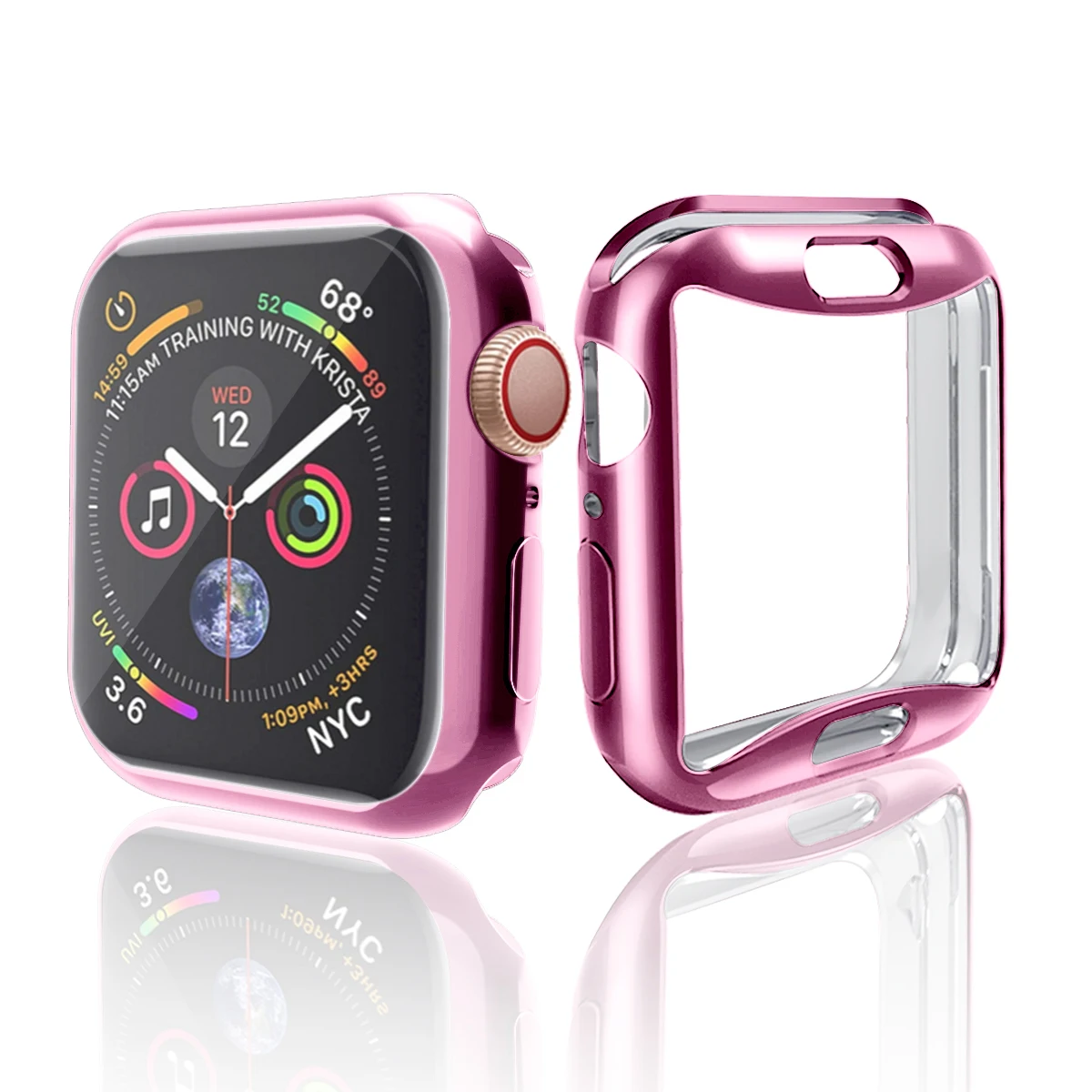 Чехол для Apple Watch 42 мм, 44 мм, защитный чехол на весь экран для IWatch Series 5 4, защитный чехол - Цвет: Розовый