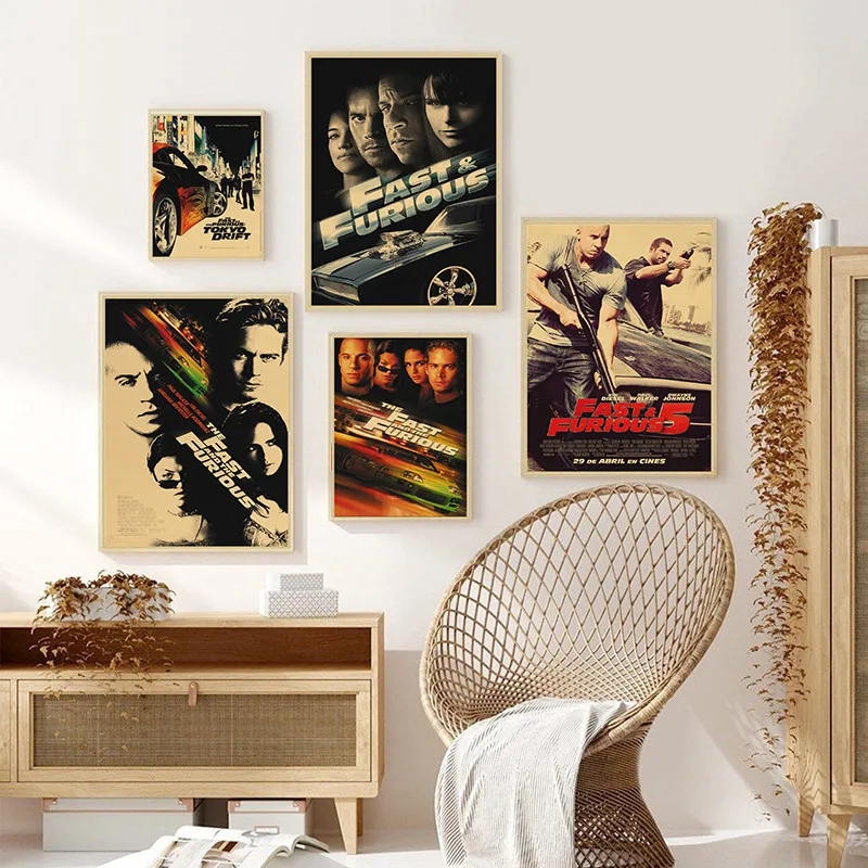 Film Classico Fast & Furious Poster Di Carta Kraft Stampe Home Room Decor Studio Camera Da Letto Bar Cafe Dipinti Murali