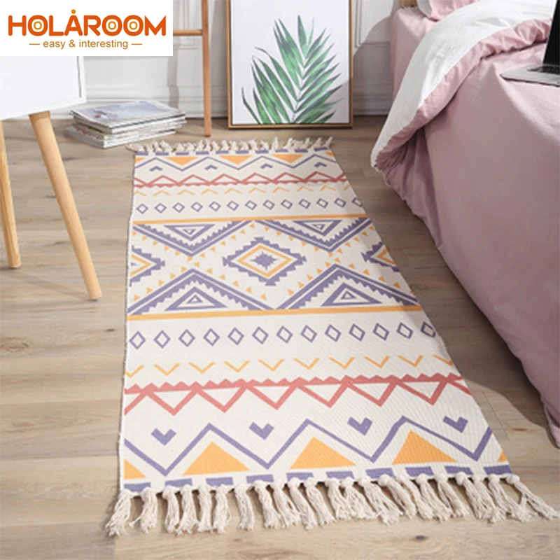 

Boho Home Decorative Cotton Linen Hand Woven Rugs Mandala Geometric Floor Mat Bedroom Living Room Carpet With Tassels Home decor