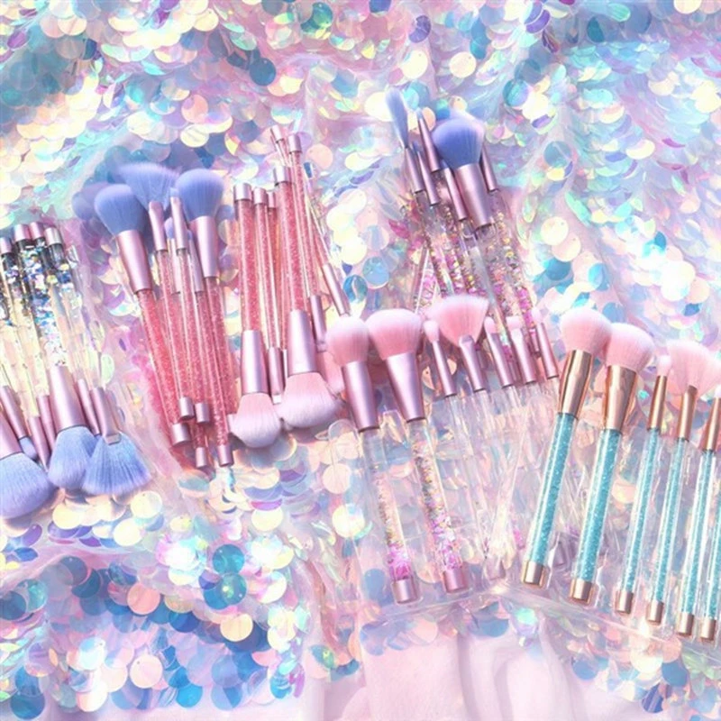 

7 Pieces Makeup Brushes Set Crystal Handle Blink Powder Brush Foundation Premium Synthetic Eyeliner Tools Kits