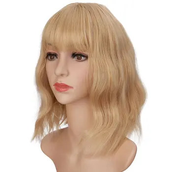 

Fake Hair Wigs for Lady Red Pink Orange Ombre Bob Wig with Bangs for Cosplay Daily MUMUPI