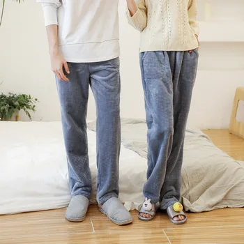 

Pyjama Trousers Couple Flannel Sleep Bottoms Autumn Winter Sleep Bottom Mens And Women Pajama Sleepwear Pants Plus Size M-XXL