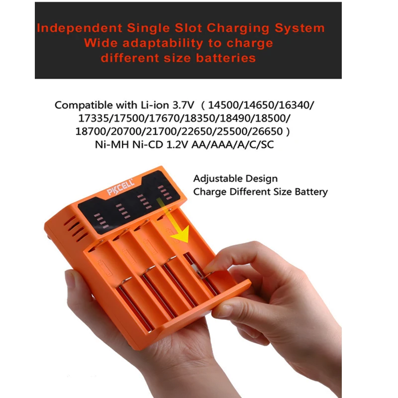 1 шт * батарейки PKCELL Зарядное устройство для 2 V 3 7 AA AAA 26650 18650 18350 14500 10440 CRCR123A 5V 2A с