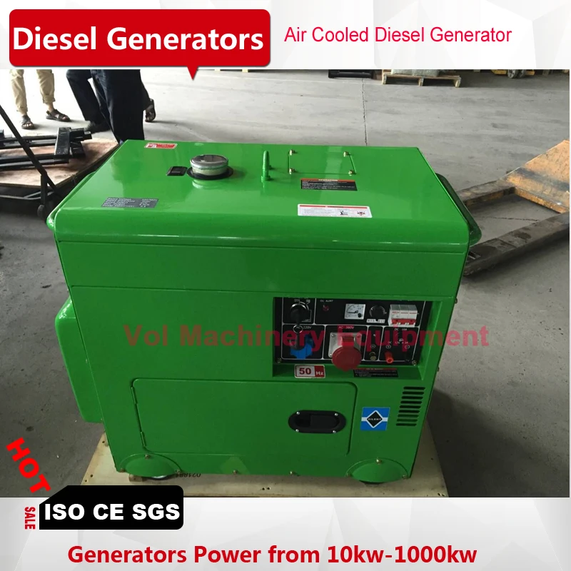 6 кВт бесшумный дизельный генератор воздушного охлаждения для домашнего использования однофазный