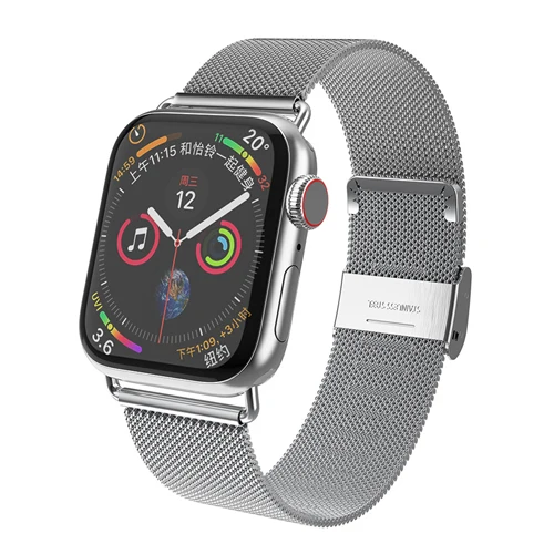 Ремешок для часов, Миланская петля, ремешок для наручных часов Apple Watch, ремешок 42 мм 44 мм, 38 мм, 40 мм наручных часов iwatch серии 4/3/2/1 Нержавеющая сталь ремешок на запястье - Цвет ремешка: silver