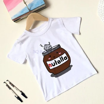 

ZZSYKD Summer Baby Girl Tshirt Vogue Peanut Butter Boys T Shirts Kawaii Kids T Shirt Cozy Nutella Casual Girls Tops 24M-9T Cute