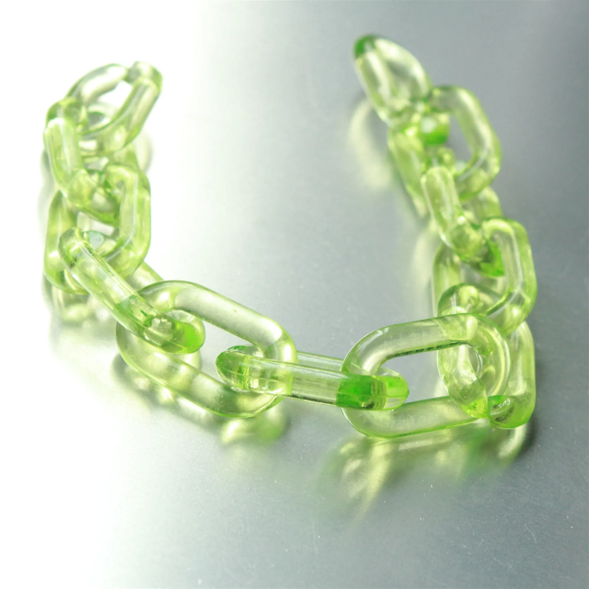 

50pcs Clear Green Acrylic Chunky Chain Links, Transparent Open Plastic Necklace Chain Links,Size 28mmx18mm Freee Shipping