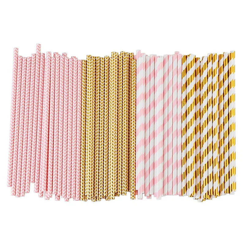 

Biodegradable Paper Straws, 100 Pink For Party Supplies, Birthday, Wedding, Bridal/Baby Shower Decorations And Holiday Celebrati
