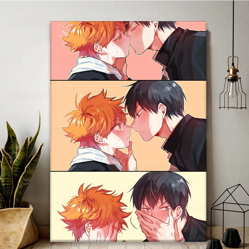 Haikyuu Yaoi Kei Shoyo X Tobio аниме постеры Картина на холсте Настенный декор настенное