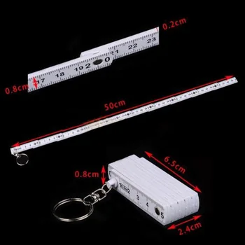 

2x Folding Mini Rulers Key Ring Fold Ruler Tool For Carpenter Measuring